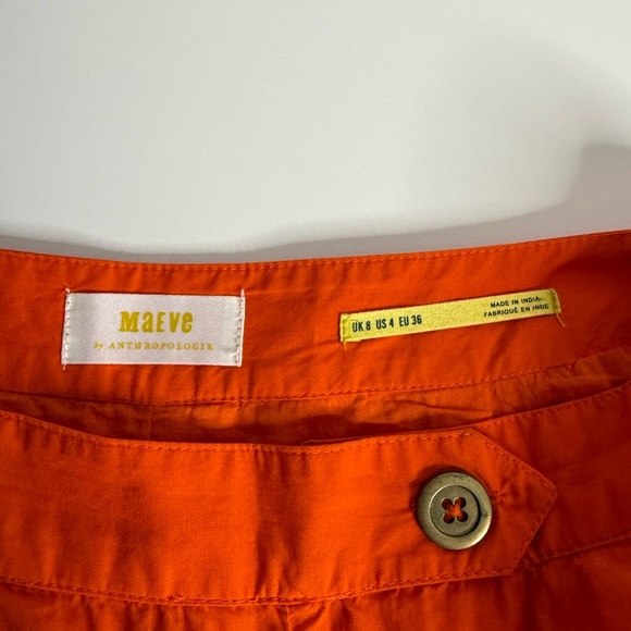 Maeve - Anthropologie - Orange Pleated Poplin Shorts 100% Cotton - US 4 - Picture 8 of 10